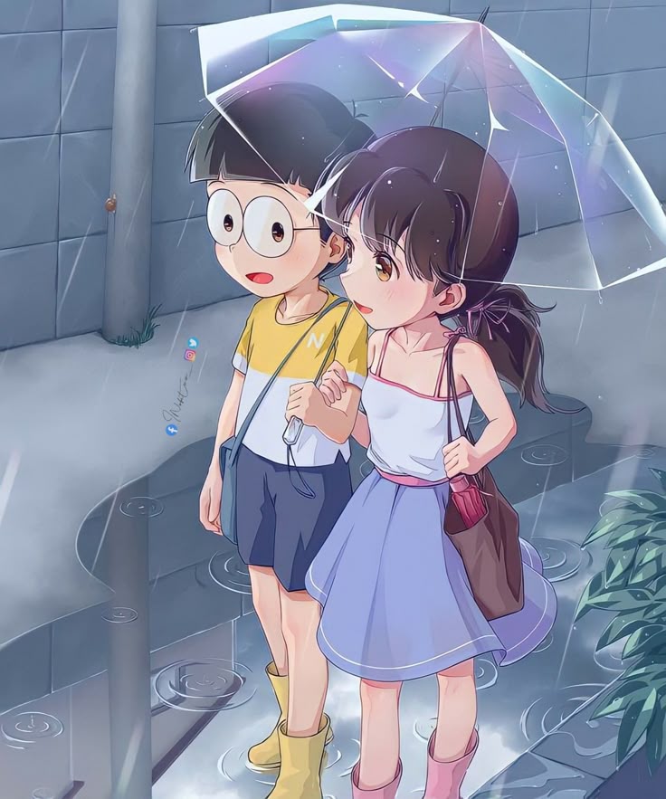 Nobita and Shizuka cartoon images
