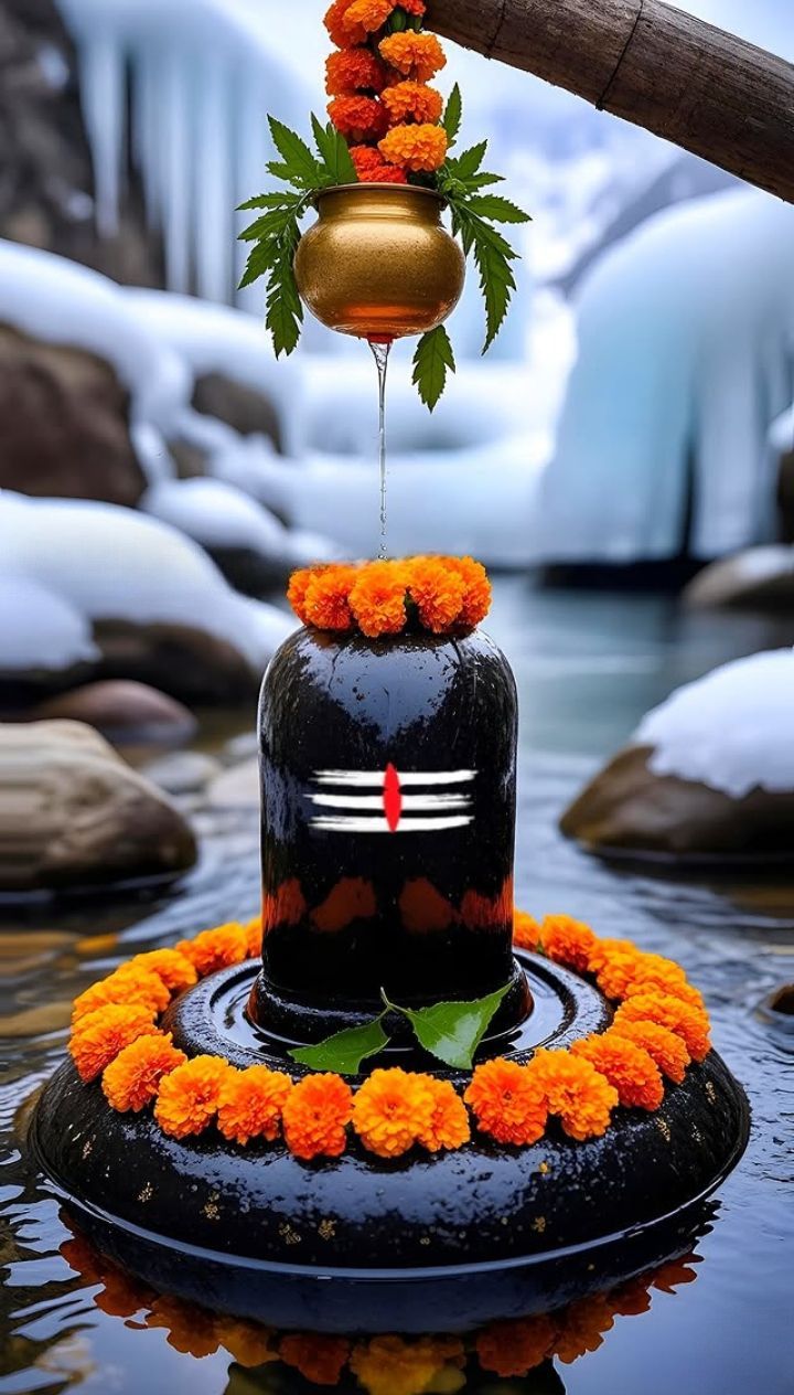Shivling wallpaper with Rudraksha mala